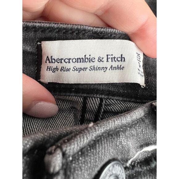 Abercrombie & Fitch Women's Cheetah High Rise Super Skinny Ankle Jean Black 25/0 - Picture 6 of 9